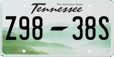 TN license plate Z9838S