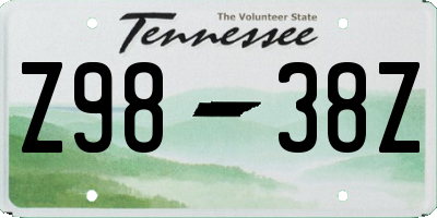 TN license plate Z9838Z