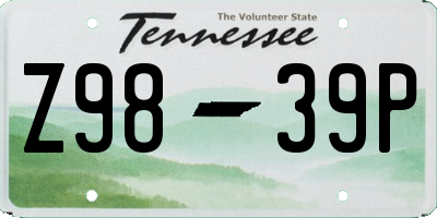 TN license plate Z9839P