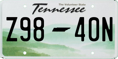 TN license plate Z9840N