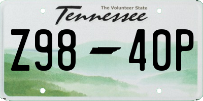 TN license plate Z9840P