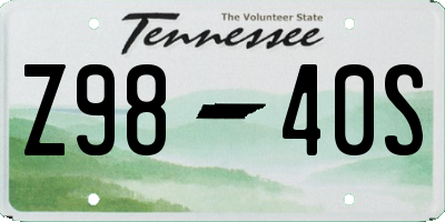 TN license plate Z9840S