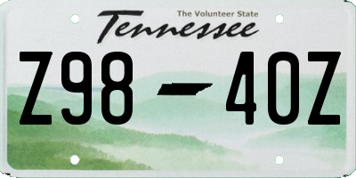 TN license plate Z9840Z