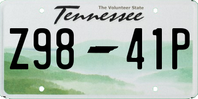 TN license plate Z9841P