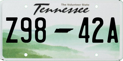 TN license plate Z9842A