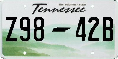 TN license plate Z9842B