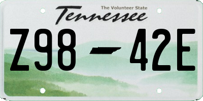 TN license plate Z9842E