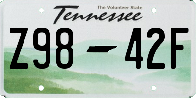 TN license plate Z9842F