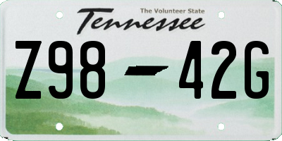 TN license plate Z9842G