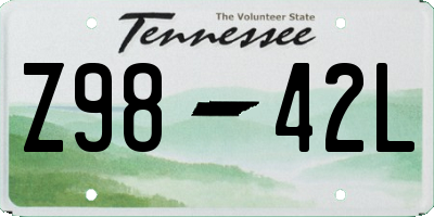 TN license plate Z9842L