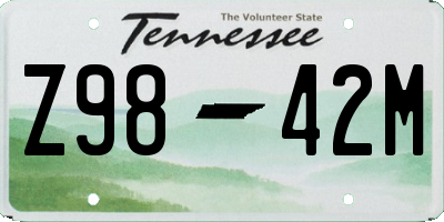 TN license plate Z9842M