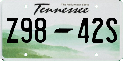 TN license plate Z9842S