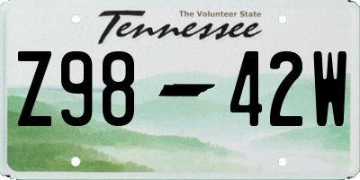 TN license plate Z9842W