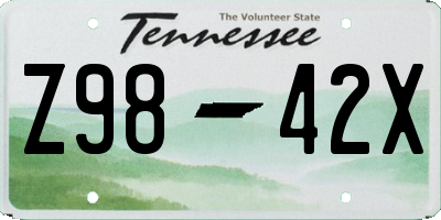 TN license plate Z9842X