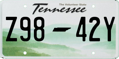 TN license plate Z9842Y