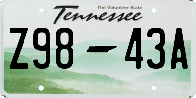 TN license plate Z9843A