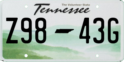 TN license plate Z9843G