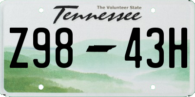 TN license plate Z9843H