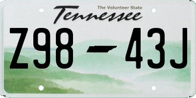 TN license plate Z9843J