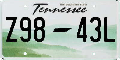 TN license plate Z9843L