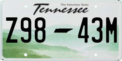 TN license plate Z9843M