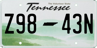 TN license plate Z9843N