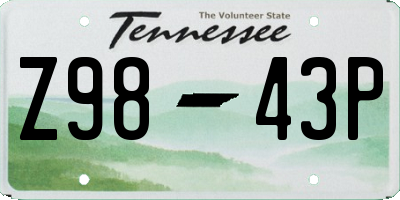 TN license plate Z9843P