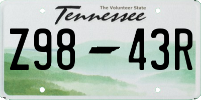 TN license plate Z9843R