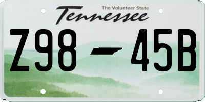 TN license plate Z9845B