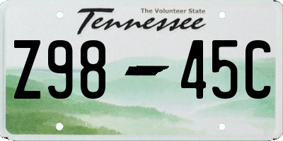 TN license plate Z9845C