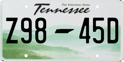 TN license plate Z9845D