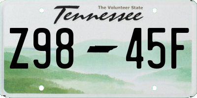 TN license plate Z9845F