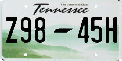 TN license plate Z9845H