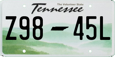 TN license plate Z9845L