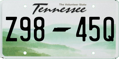 TN license plate Z9845Q