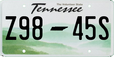 TN license plate Z9845S