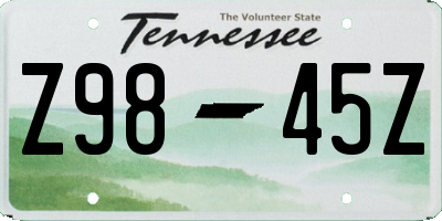 TN license plate Z9845Z