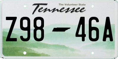 TN license plate Z9846A