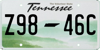 TN license plate Z9846C