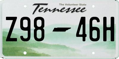 TN license plate Z9846H