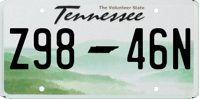 TN license plate Z9846N