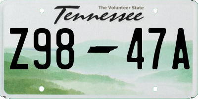 TN license plate Z9847A