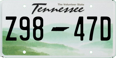 TN license plate Z9847D