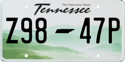 TN license plate Z9847P