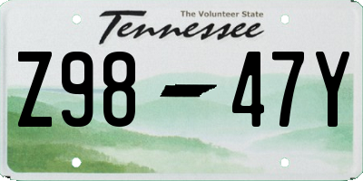 TN license plate Z9847Y