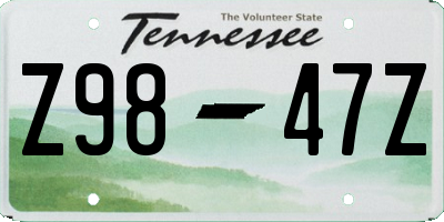 TN license plate Z9847Z