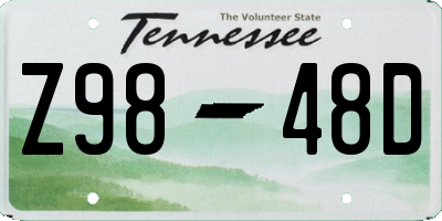 TN license plate Z9848D