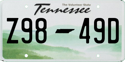 TN license plate Z9849D