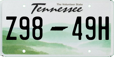 TN license plate Z9849H