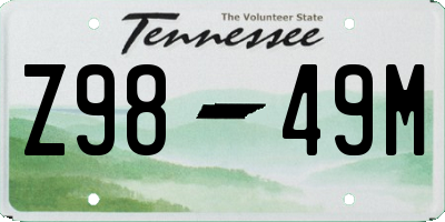 TN license plate Z9849M